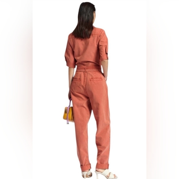 ESSENTIEL ANTWERP Bumpsuit Short Sleeve DUNGAREES In fire Orange. - Picture 3 of 16